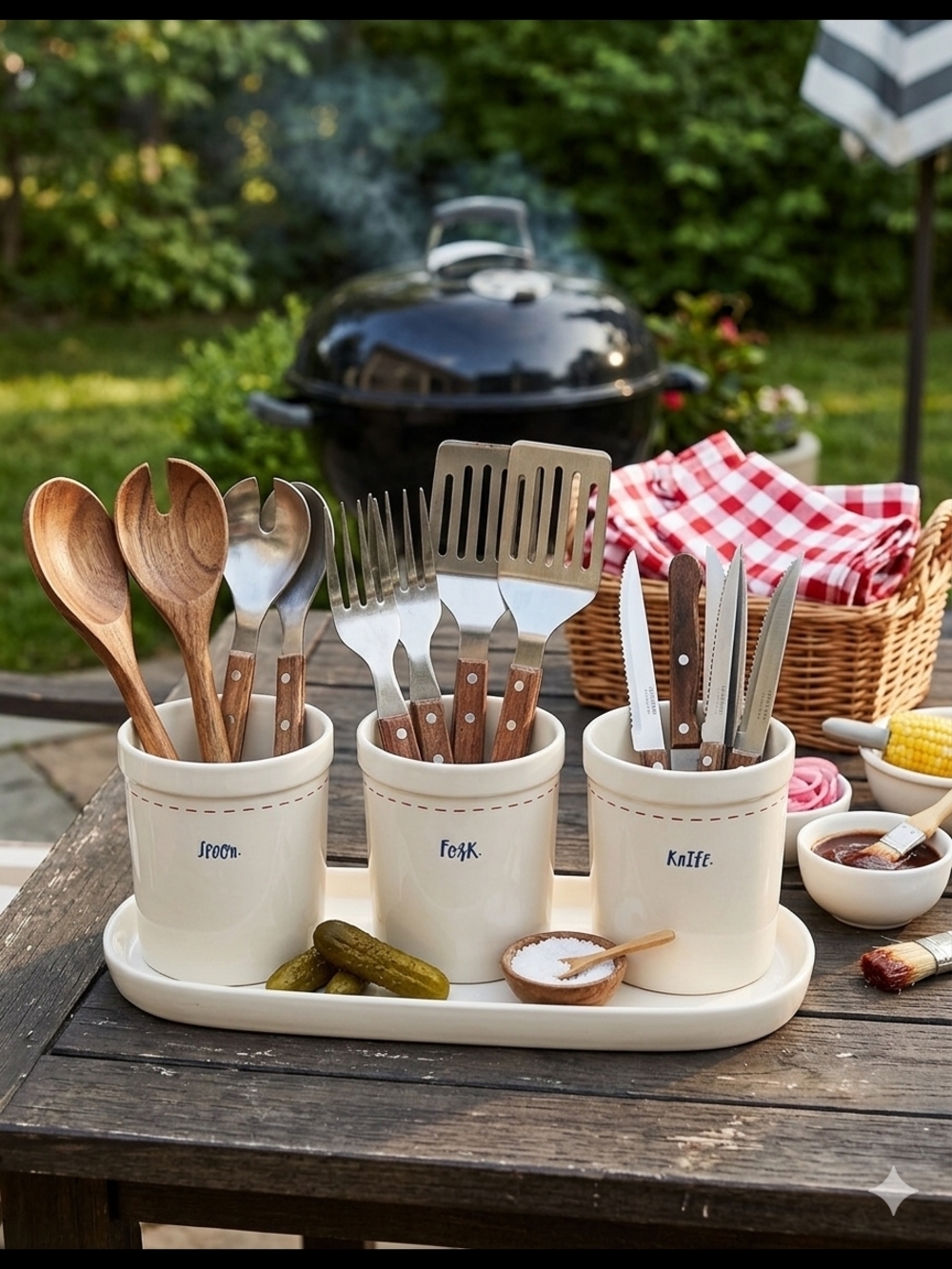 Rae Dunn Ceramic Utensil Holder Set